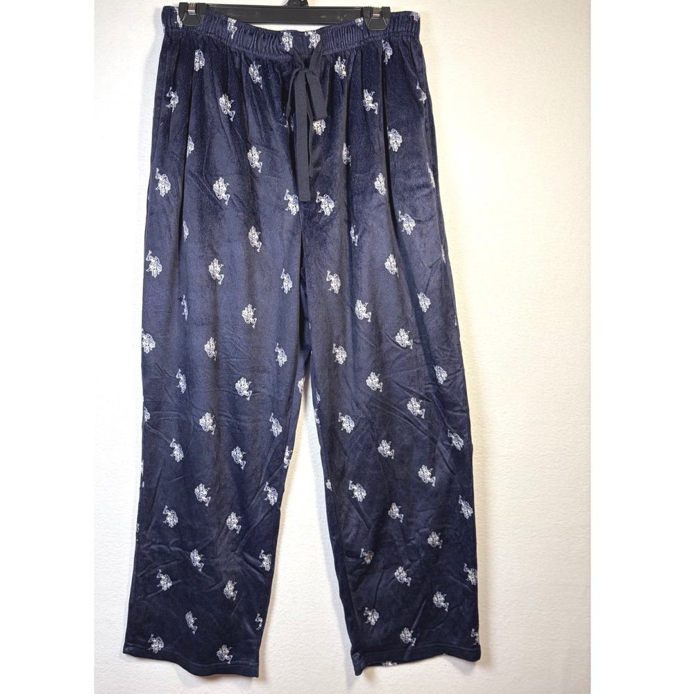 U.S. Polo Assn. Pajama Pants Mens XL Navy Blue Excellent Velour Logo Sleepwear